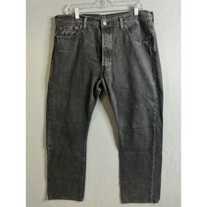Levi's Jeans Men's 36 501 Jeans‎ Black Denim Button Fly Straight Leg